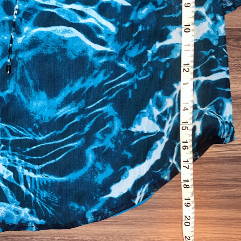 White House Black Market blue ruffle tank top with laces that tie at neck line - Picture 10 of 16